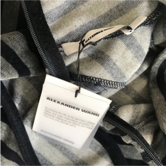 Alexander Wang  Grey Velvet Striped Long Sleeves High Neck Mini Dress SZ XS - Picture 3 of 5